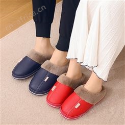 新款冬季棉拖鞋女防滑厚底家用毛绒皮拖鞋情侣保暖棉鞋厂家尾货
