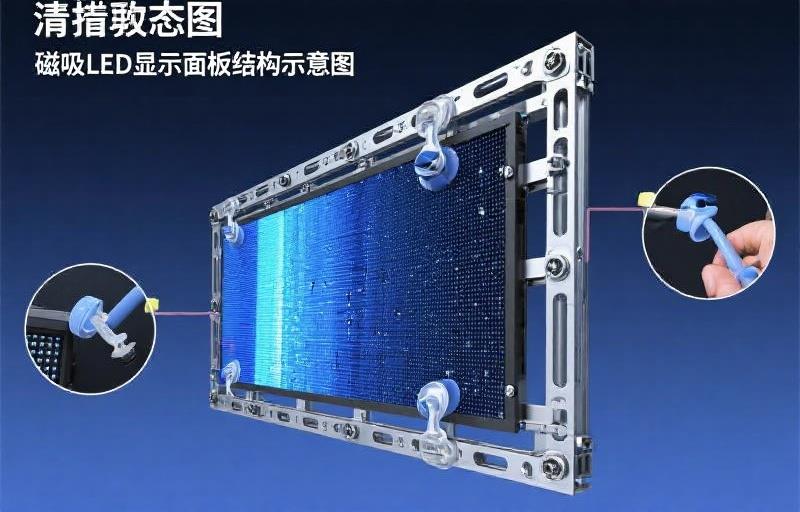 磁吸LED显示面板结构示意图